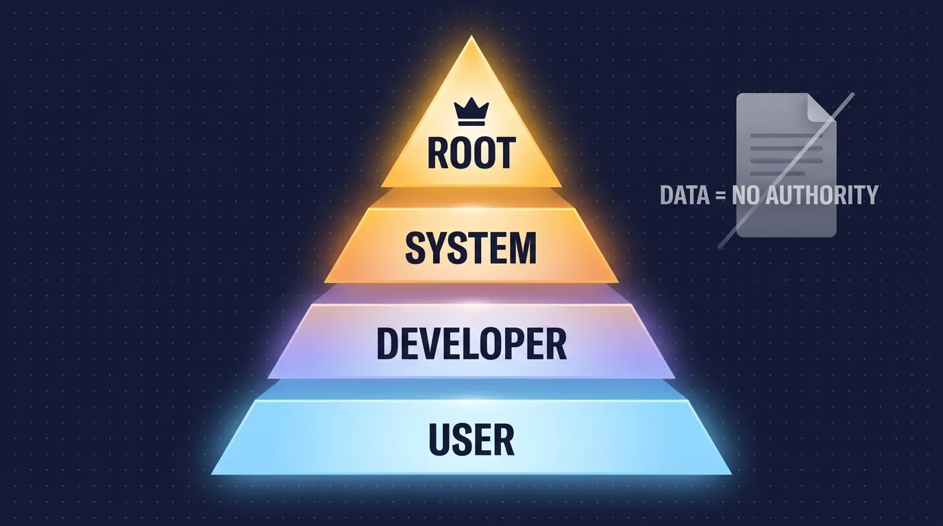 ลำดับอำนาจคำสั่ง AI: Root → System → Developer → User → Guideline