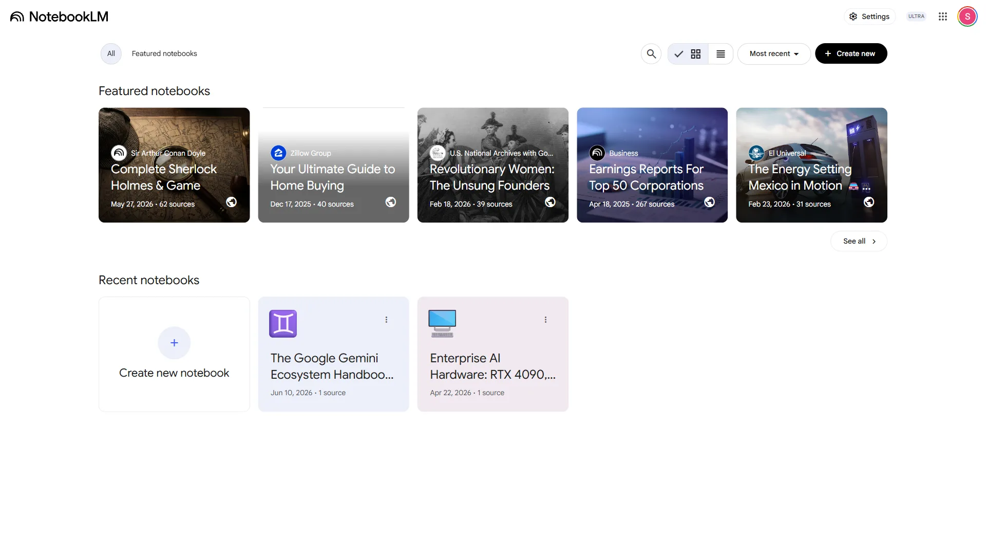 ขั้นตอนที่ 1: เปิด notebooklm.google.com แล้ว sign in — กด New notebook