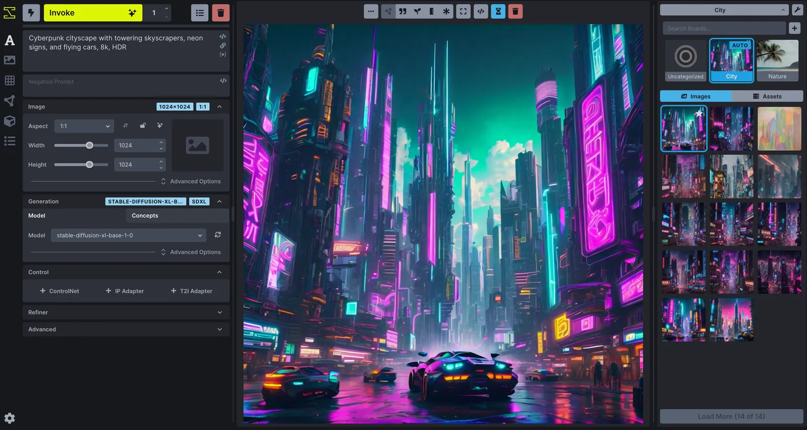 หน้าตา UI ของ InvokeAI
