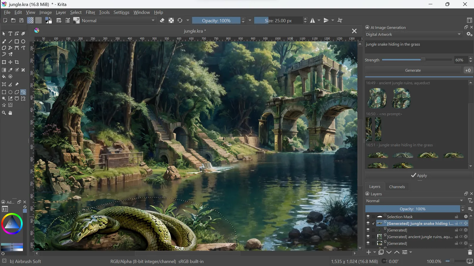 หน้าตา UI ของ Krita AI Diffusion