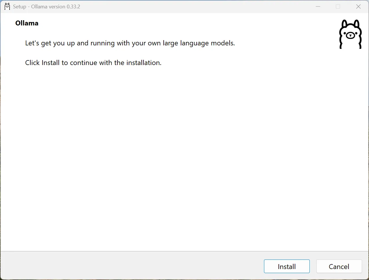 ดับเบิลคลิก OllamaSetup.exe → กด Install